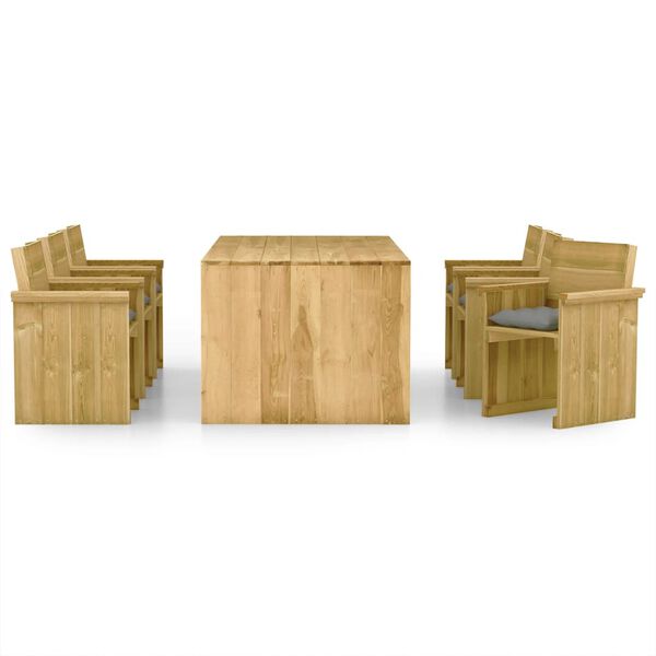vidaXL Comedor de jard&iacute;n 7 pzas con cojines madera de pino impregnada