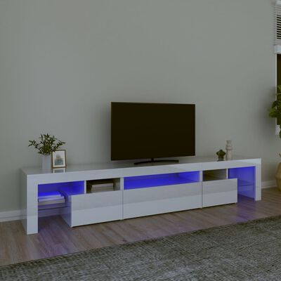 vidaXL Mueble de TV con luces LED blanco brillante 215x36,5x40 cm