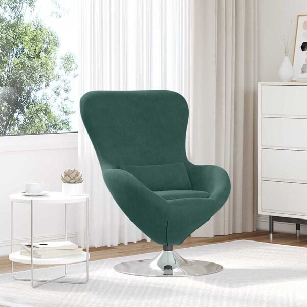 vidaXL Sill&oacute;n huevo Verde oscuro Terciopelo
