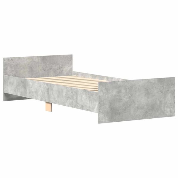 vidaXL Estructura de cama madera de ingenier&iacute;a gris hormig&oacute;n 75x190 cm
