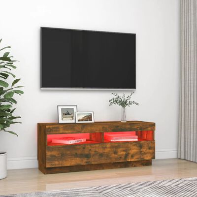 vidaXL Mueble de TV con luces LED roble ahumado 100x35x40 cm
