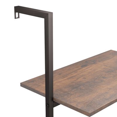 Étagère Inclinée VidaXL 5 Niveaux, Marron Clair Et Noir, 64x35x185 Cm, Acier Et Bois, Charge 40 Kg Max, Rangement Mural Salon Bureau