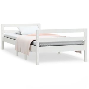 vidaXL Estructura de cama sin colch&oacute;n madera maciza blanca 90x190 cm