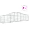 vidaXL Cestas de gaviones 9 uds forma de arco hierro 200x30x40/60 cm