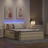 vidaXL Cama con almacenamiento y LED con LED Crema 140 x 190 cm tela