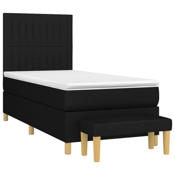 vidaXL Cama box spring con colch&oacute;n tela negro 90x200 cm