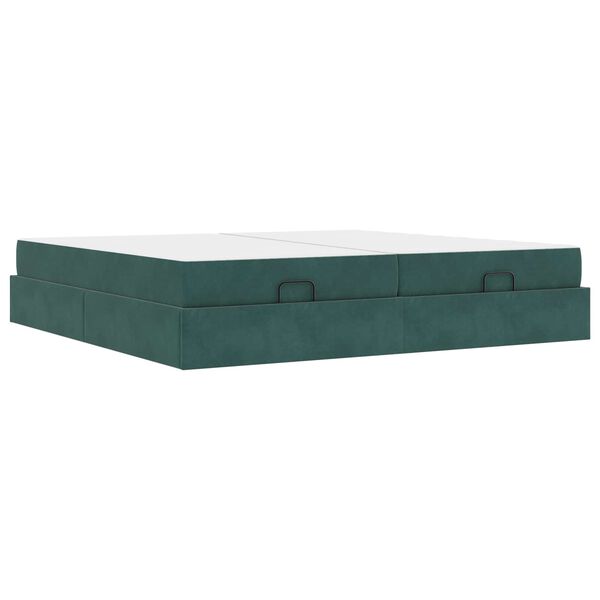vidaXL Estructura de cama con colch&oacute;n 2 pcs Verde Terciopelo