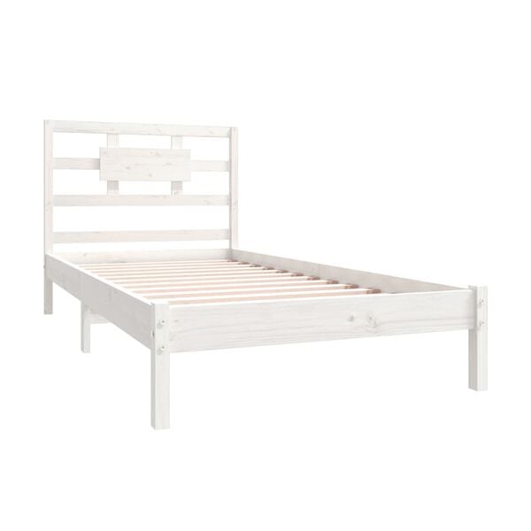 vidaXL Estructura de cama individual madera maciza blanco 90x190 cm