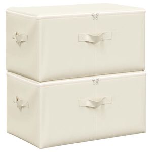 vidaXL Cajas de almacenaje 2 unidades tela color crema 43x34x23 cm