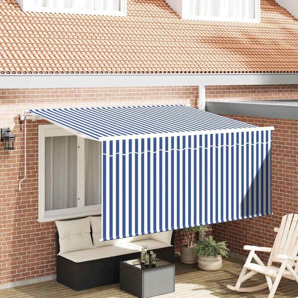 vidaXL Toldo Retr&aacute;ctil Azul y 300 x 200 cm Poli&eacute;ster y Aluminio