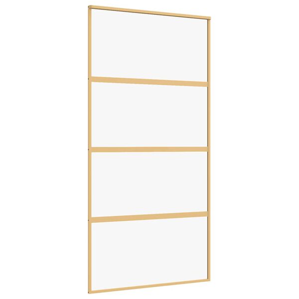 vidaXL Puerta corredera dorada de vidrio ESG transparente y aluminio