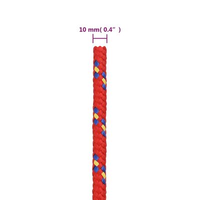 vidaXL Cuerda de barco polipropileno rojo 10 mm 25 m