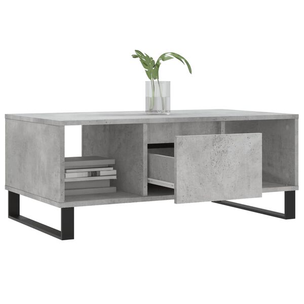 vidaXL Mesa de centro madera contrachapada gris hormigón 90x50x36,5 cm