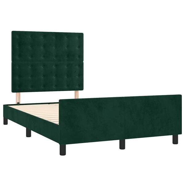 vidaXL Estructura cama sin colch&oacute;n terciopelo verde oscuro 120x200 cm