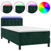 vidaXL Cama box spring colch&oacute;n y LED terciopelo verde oscuro 90x190 cm