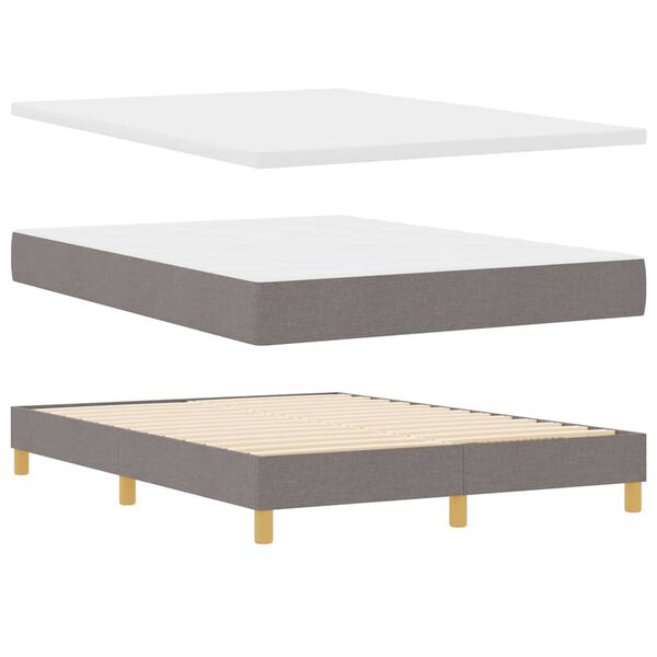 vidaXL Cama con Somier con colch&oacute;n Taup&eacute; 140 x 190 cm tela