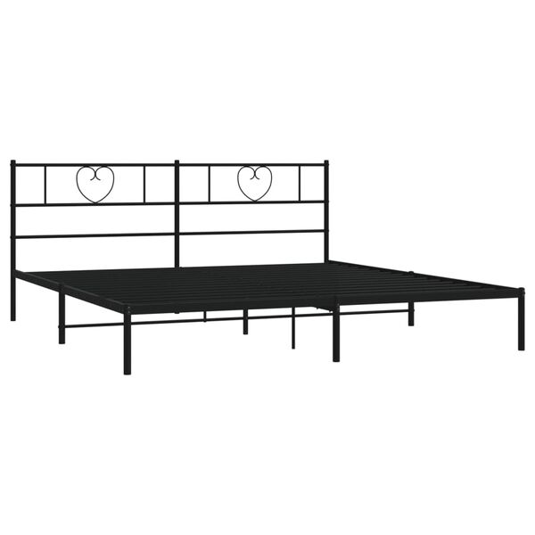vidaXL Estructura cama sin colch&oacute;n con cabecero metal negro 200x200 cm