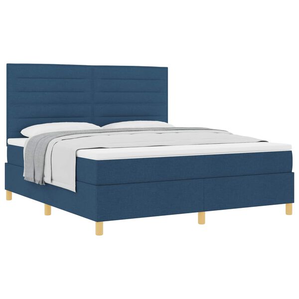 vidaXL Cama tipo Box Spring con colch&oacute;n Azul 180 x 200 cm tela