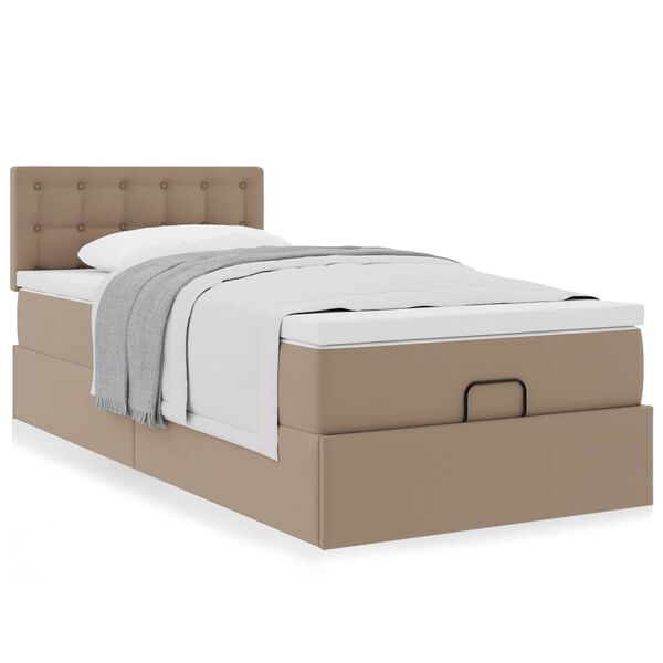 vidaXL Cama otomana colch&oacute;n cuero sint&eacute;tico cappucino 90x190cm