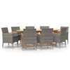 vidaXL Juego de comedor de jard&iacute;n 9 piezas con cojines gris