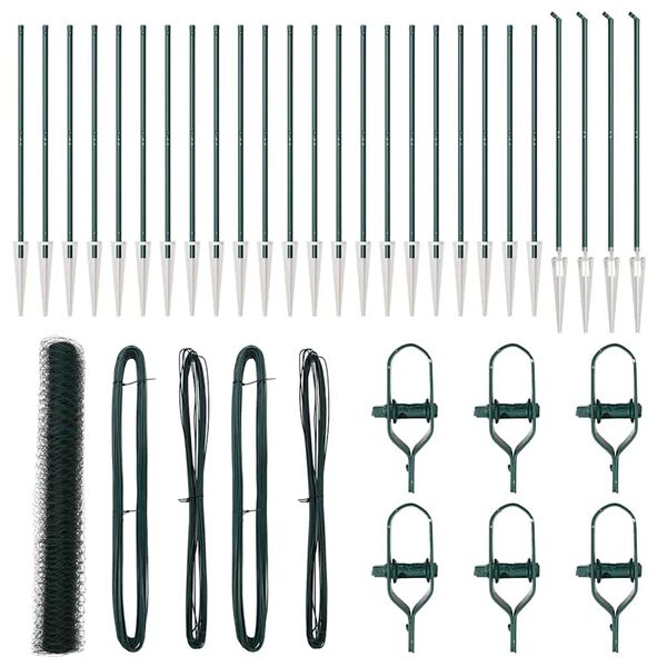 vidaXL Poste de Valla Verde 50 x 1,4 m (malla de 50 mm) Acero y PVC