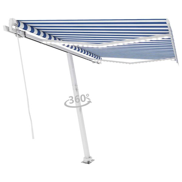 vidaXL Toldo manual retr&aacute;ctil con luz LED azul y blanco 300x250 cm