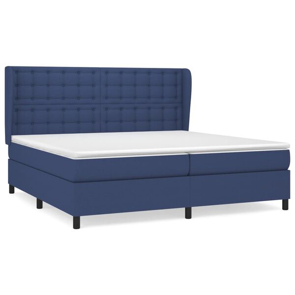 vidaXL Cama box spring con colch&oacute;n tela azul 200x200 cm