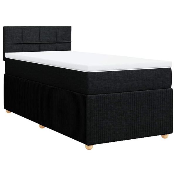 vidaXL Cama box spring con colch&oacute;n tela negro 90x190 cm