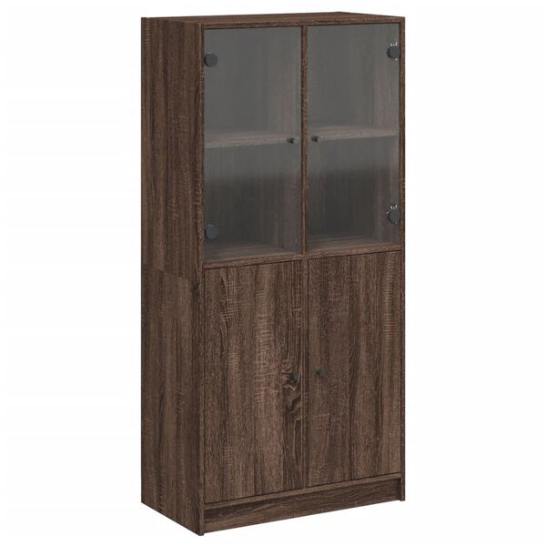 vidaXL Aparador alto con puertas madera roble marr&oacute;n 68x37x142 cm