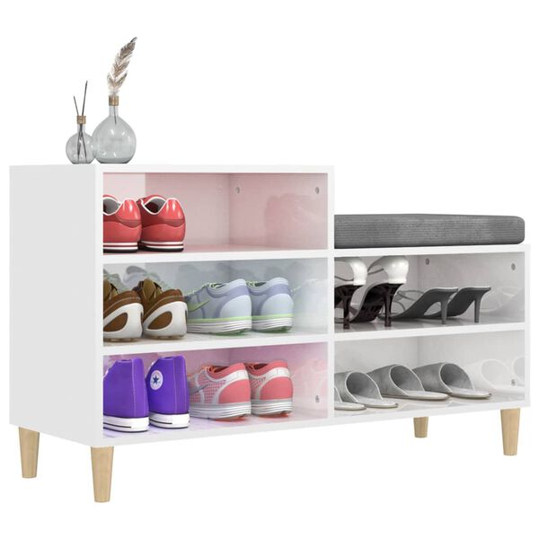 vidaXL Mueble zapatero madera contrachapada blanco brillo 102x36x60 cm