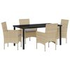 vidaXL Conjunto de Comedor de Jard&iacute;n 5 pcs Beige rat&aacute;n sint&eacute;tico