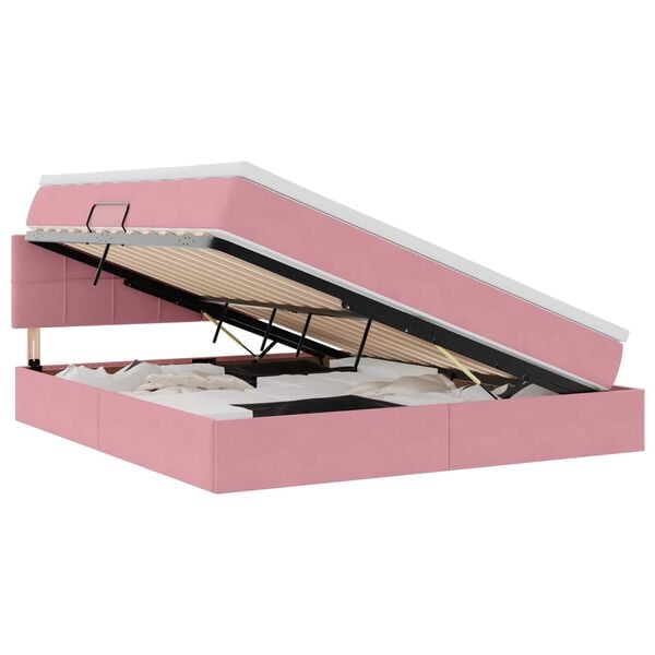 vidaXL Cama con almacenamiento Rosa 160 x 200 cm Terciopelo