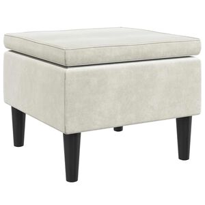 vidaXL Taburete con patas de madera y terciopelo color crema