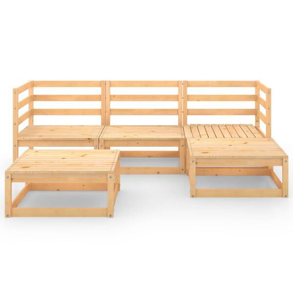 vidaXL Juego de muebles de jardín 5 piezas madera maciza de pino