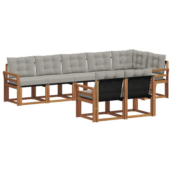 vidaXL Conjunto de sof&aacute;s de exterior 8 pcs Gris Natural y Claro