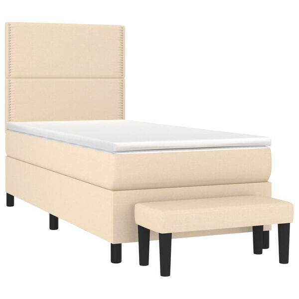 vidaXL Cama box spring con colch&oacute;n tela color crema 100x200 cm