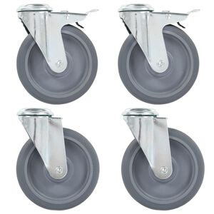 vidaXL Ruedas giratorias con agujero pasador 4 unidades 125 mm