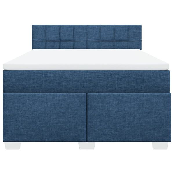 vidaXL Cama box spring con colchón tela azul 140x200 cm
