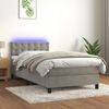 vidaXL Cama box spring colch&oacute;n y LED terciopelo gris claro 90x200 cm
