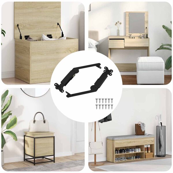 vidaXL Bisagra de soporte para tapa 2 pcs Negro 192 x 32 x 50 mm Acero