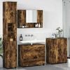 vidaXL Juego de muebles de ba&ntilde;o con caj&oacute;n 4 pcs Roble ahumado