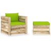 vidaXL Muebles de jard&iacute;n 2 piezas con cojines madera impregnada verde