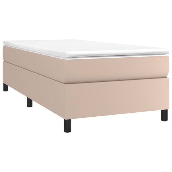 vidaXL Cama box spring con colch&oacute;n cuero sint&eacute;tico capuchino 90x190 cm