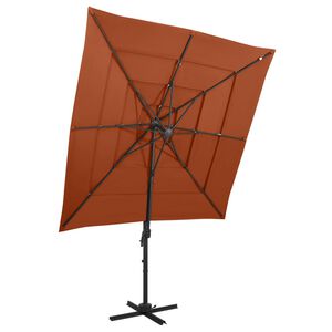 vidaXL Sombrilla jard&iacute;n 4 niveles palo aluminio terracota 250x250 cm
