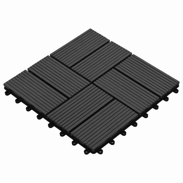 vidaXL Tile de Decking 11 pcs Negro 30 x 30 cm WPC