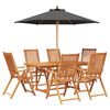 vidaXL Conjunto de comedor exterior con parasol 8 uds.