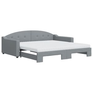 vidaXL Sof&aacute; cama nido con colch&oacute;n tela gris claro 100x200 cm