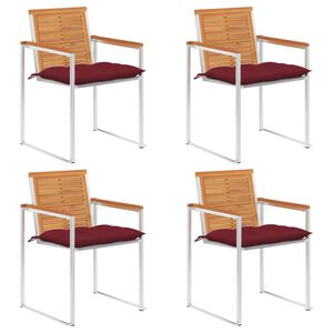 vidaXL Sillas de jard&iacute;n y cojines 4 unidades madera maciza de acacia