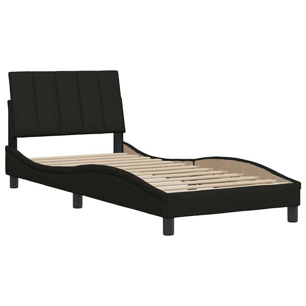 vidaXL Estructura de cama sin colch&oacute;n Hanko tela negro 80x200 cm
