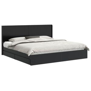 vidaXL Estructura de cama con almacenamiento y cabecero Negro